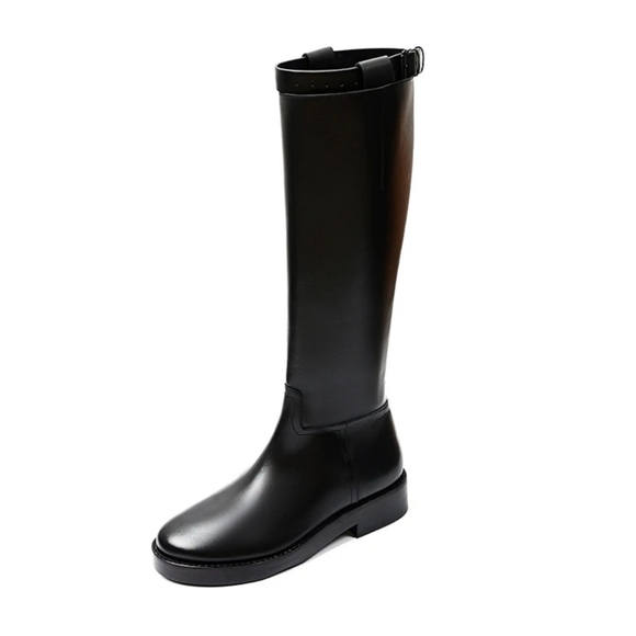 Black Genuine Leather Imported Riding Boots - Picture 5 of 9